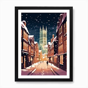 Winter Travel Night Illustration Canterbury United Kingdom 2 Art Print