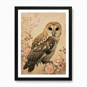 Tawny Owl Japanese Painting 2 Art Print