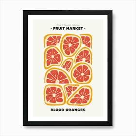 The Fruit Market Blood Orange Illustration Maximalist Art Print