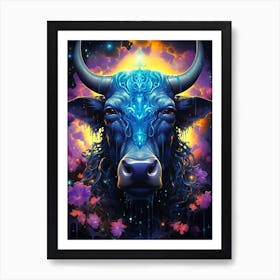 Bull Psychedelic Painting Art Print