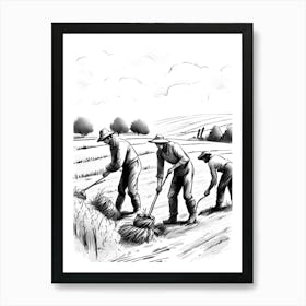 Men Plowing A Field Art Print