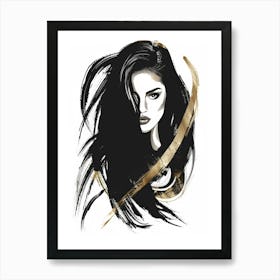 Portrait Of A Woman With Long Hair 1 Art Print