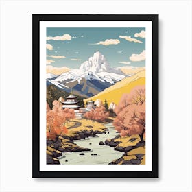 Bhutan 4 Travel Illustration Art Print