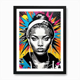 Graffiti Mural Of Beautiful Hip Hop Girl 92 Art Print