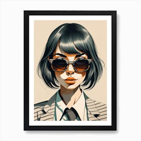 Portrait Of A Woman With Sunglasses Art Print