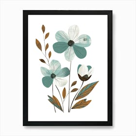 Blue And Brown Flowers Art Print