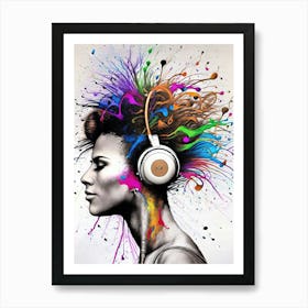 Colorful Splashes Woman Art Print