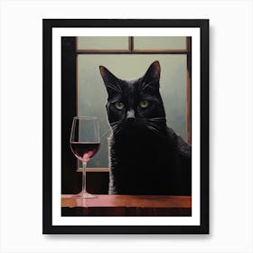 Cat With Wine Glass 3 Art Print