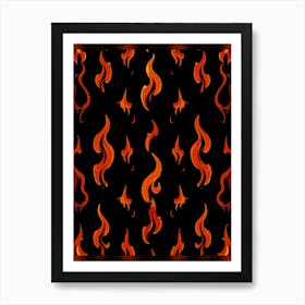 Flames On Black Background 1 Art Print