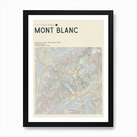 Mont Blanc Italy France Topographic Contour Map Art Print