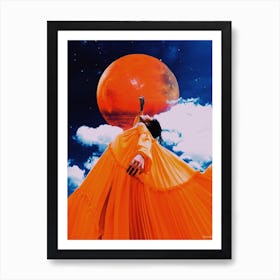 Collage Moon Dancer Midnight Orange & Navy Art Print