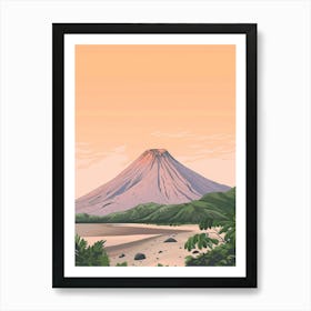 Mount Yasur Vanuatu Color Line Drawing (7) Art Print