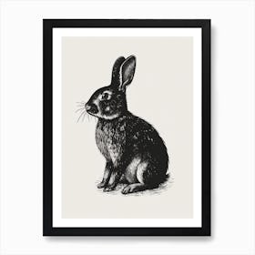 English Spot Blockprint Rabbit Illustration 2 Art Print