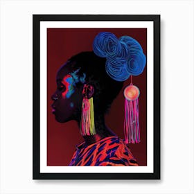 African Woman With Colorful Earrings 2 Art Print