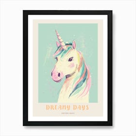 Pastel Block Colour Unicorn 1 Poster Art Print