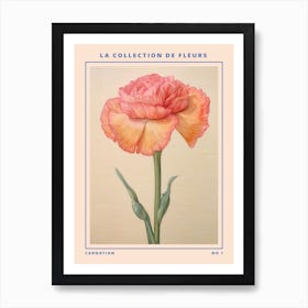 Carnation French Flower Botanical Poster Art Print