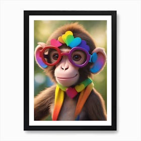 Monkey With Glasses Art Print