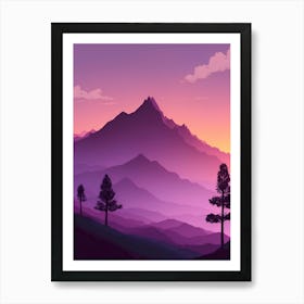 Misty Mountains Vertical Composition In Purple Tone 23 Art Print