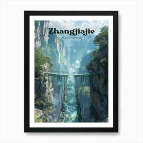 Zhangjiajie Glass Bridge Tourist Destination Travel Art Illustration Póster