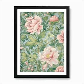 Pink Peonies Wallpaper Art Print