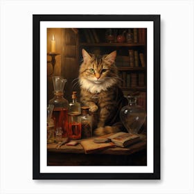 Alchemist Cat With Potions 5 Art Print