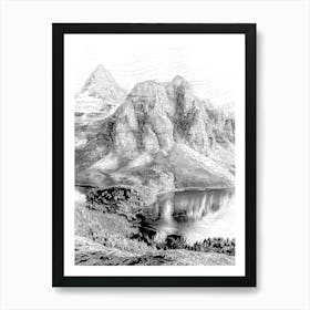 Black And White mountain Art Print