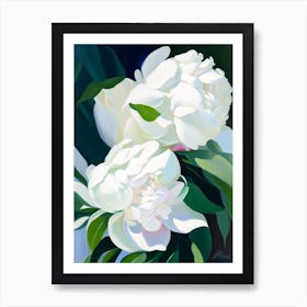 Gardenia Peonies White Colourful Painting Art Print