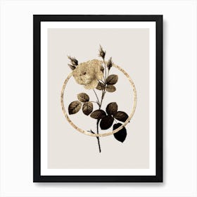 Gold Ring White Misty Rose Glitter Botanical Illustration n.0216 Art Print