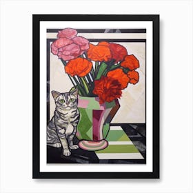 Carnation With A Cat 3 Abstract Expressionist Art Print