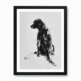 Minimalist Labrador Dog Charcoal Line 3 Art Print