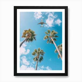 Airplane Flying Over Palm Trees 7 Art Print