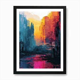 Sunset In The City | Pixel Art Series 1 Art Print