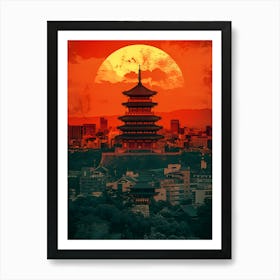 Asian City At Sunset Art Print