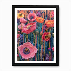 Poppies Knitted In Crochet 3 Art Print