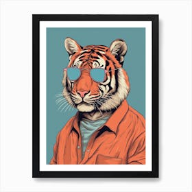 Tiger Illustrations Wearing A Polo Shirt 2 Art Print