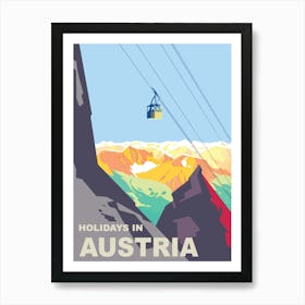 Holidays In Austria, Ski Lift Over The Mountain Art Print