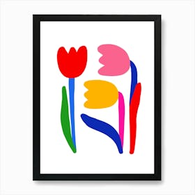 Bold Minimal Tulip trio kids floral Art Print