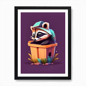 Cute Dumpster Diving Raccoon Art Print