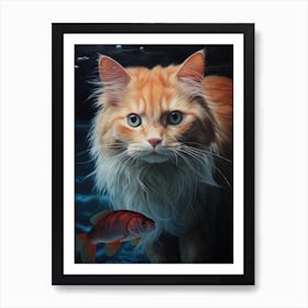 Cat And Fish Art Print