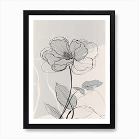 Line Art Orchids Flowers Illustration Neutral 10 Art Print