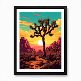 Joshua Tree At Sunset In South Western Style (4) Art Print