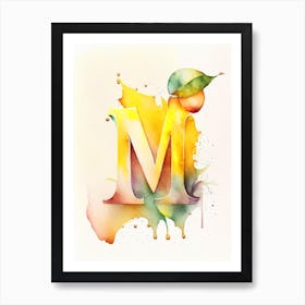 M  Letter, Alphabet Storybook Watercolour 2 Art Print