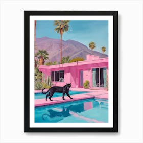 Black Cat In Palm Springs Art Print