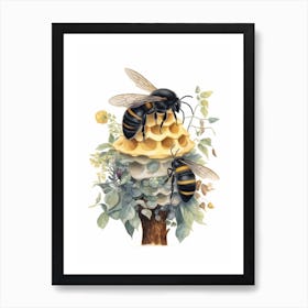 Carpenter Beehive Watercolour Illustration 1 Art Print