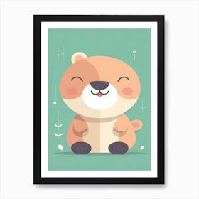 Baby Otter Minimalistic Illustration 4 Art Print