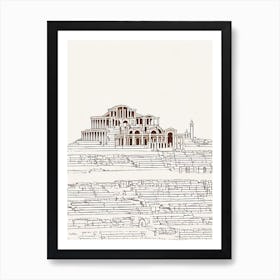 Ephesus Archaeological Site Turkey Boho Landmark Illustration Art Print