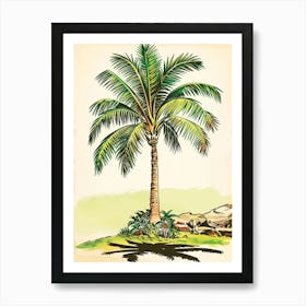 Palm Tree Storybook Illustration 1 Art Print