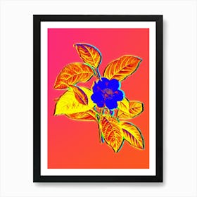 Neon Stewartia Tree Botanical in Hot Pink and Electric Blue n.0330 Art Print