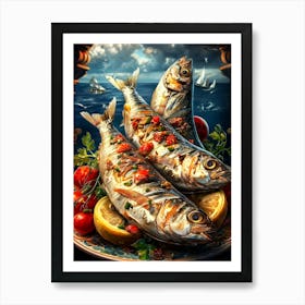 sardines fish art 1 Art Print