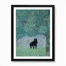 Farmhouse In Buchberg With A Black Dog   Gustav Klimt Inspired Art Print